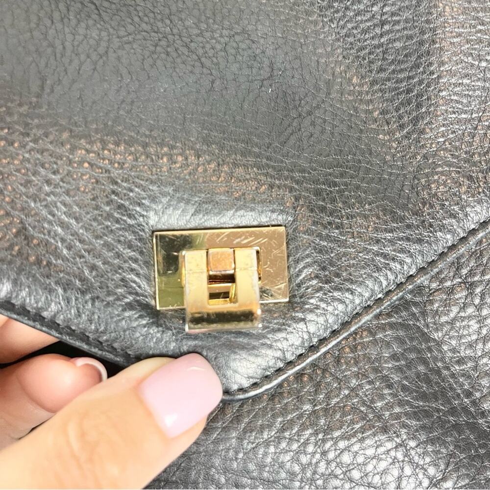 Mary Lai Leather Shoulder Crossbody Bag Front Flap Black - Picture 3 of 11